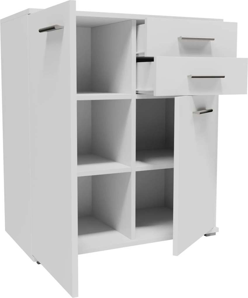 Biała komoda nowoczesna z 2 szufladami G6-H90