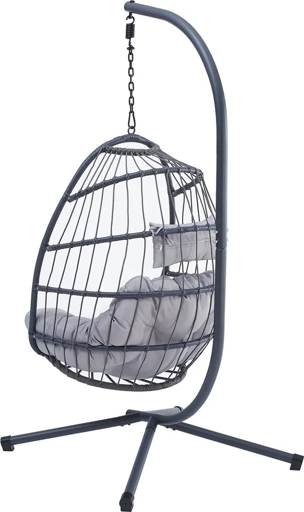 Autronic Fotel wiszący, metal, polyratan, szary, AZ-V 1269GREY