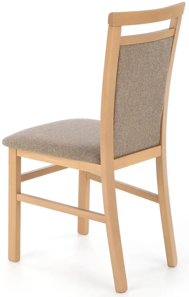 Krzesło drewniane tapicerowane dąb artisan + jasny brąz W8-H45