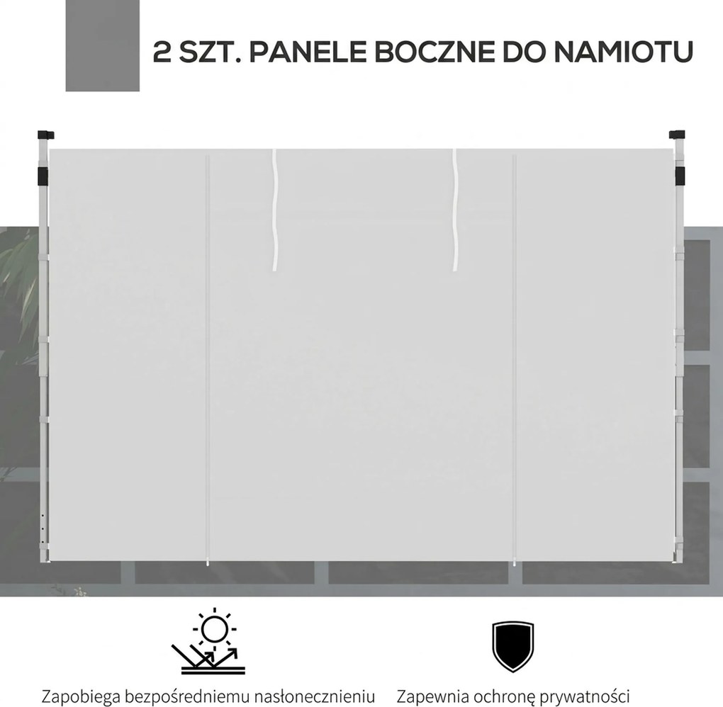 Outsunny Zasłony do Altany, Zestaw 2 szt., do altan ogrodowych 3x6m lub 3x3m, z oknami i drzwiami, Biały