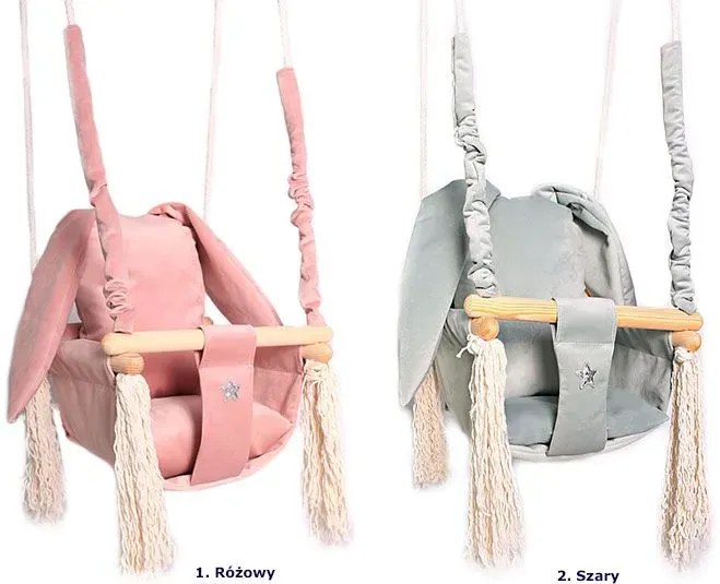 Szara huśtawka dla dzieci królik P2-R87