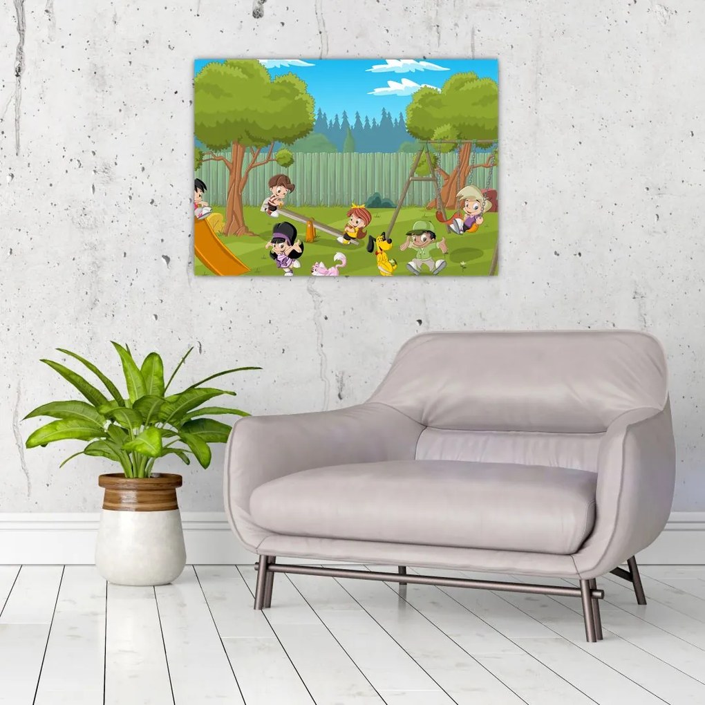 Obraz - Dzieci na placu zabaw (70x50 cm)