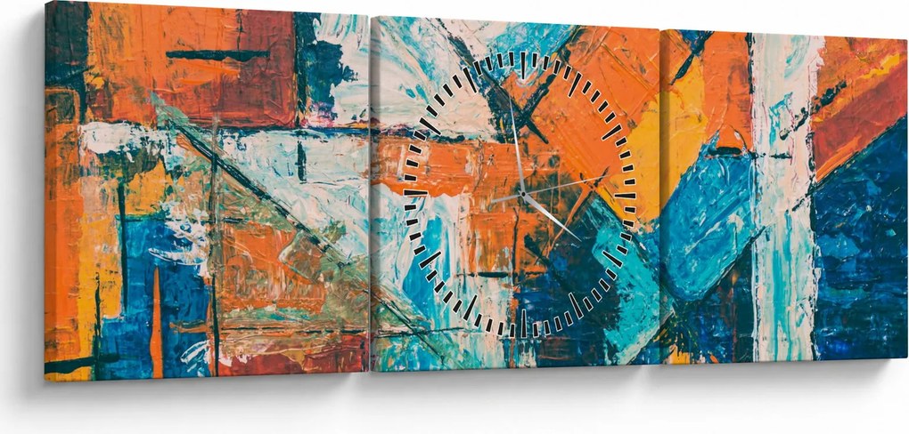 Obraz - Abstrakcja (z zegarem) (90x30 cm)