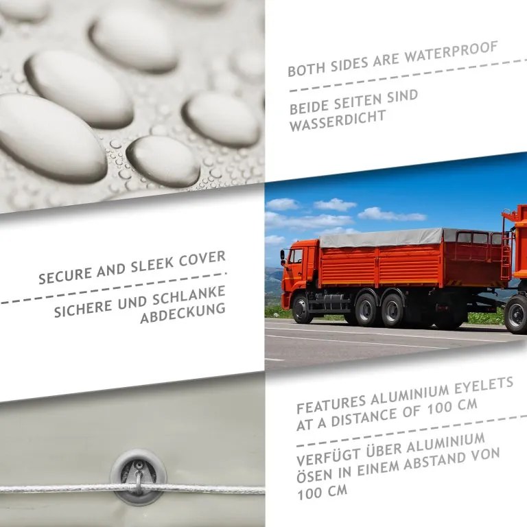 Plandeka JAGO 650 g/m², aluminiowe oczka, szara, 5x7 m