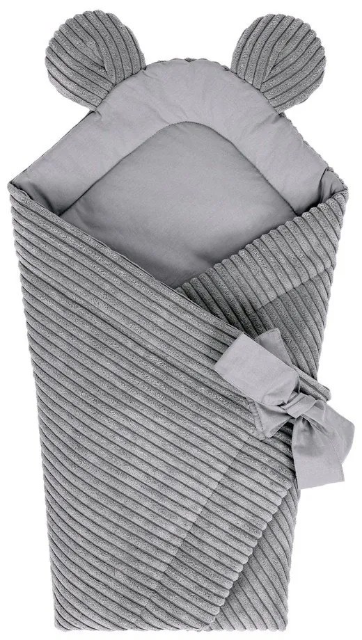 Szary rożek niemowlęcy sztruksowy 35x65 cm – Meowbaby