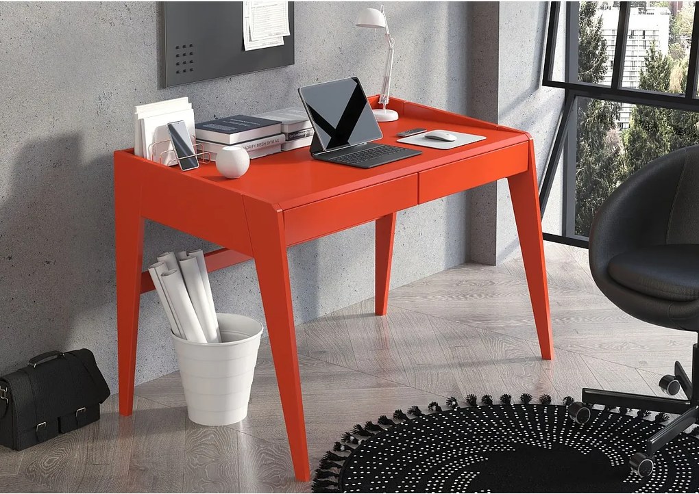 Drewniane bukowe biurko z szufladami Visby LISA / pomarańcz