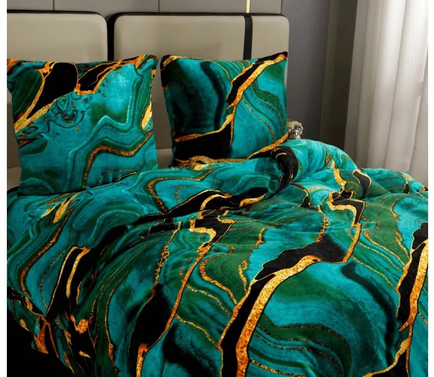 PrzytulneMieszkanie.pl PrzytulneMieszkanie.pl Pościel z mikropluszu TARELI turkusowa Rozmiar pościeli: 70 x 80 cm | 140 x 200 cm