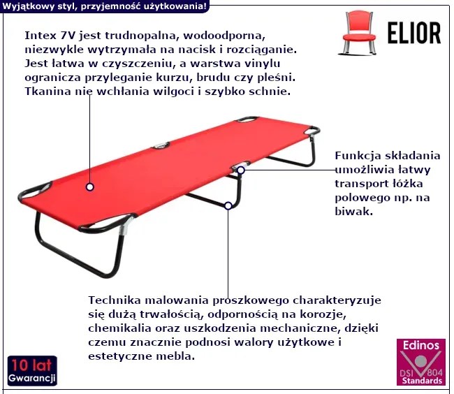 Czerwony pojedynczy składany leżak na plażę S5-Z50