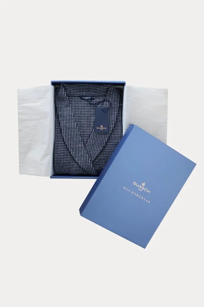 Męski flanelowy szlafrok JAVIER XXL Ciemnoniebieski