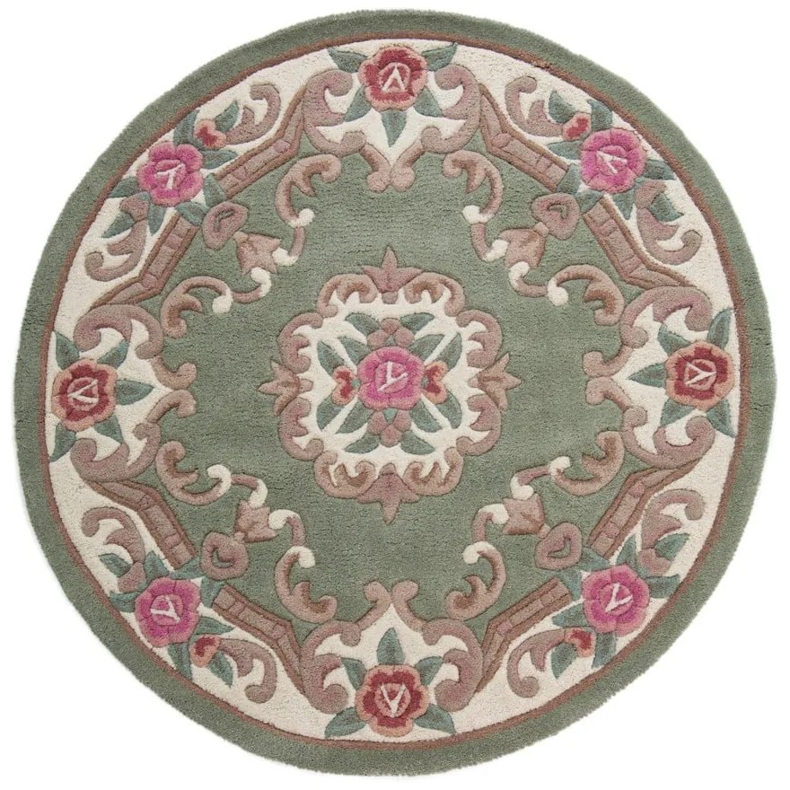 Zielony wełniany dywan Flair Rugs Aubusson, ⌀ 120 cm