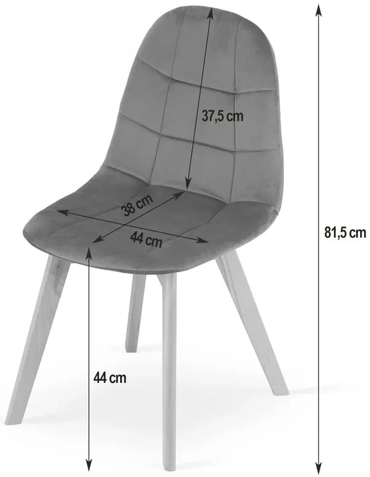 Szare krzesło welurowe w stylu skandynawskim - Zitres 3X