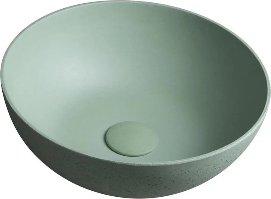 Sapho - Umywalka nablatowa FORMIGO śr. 39 cm beton/zielony