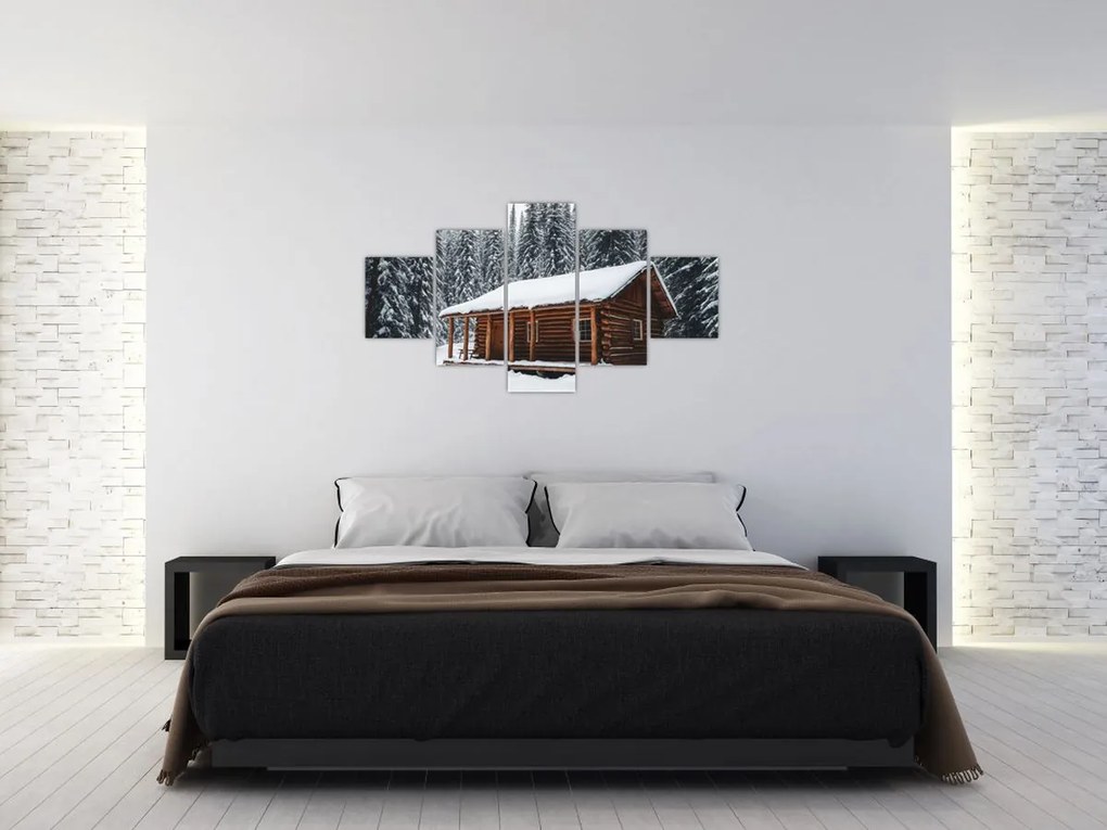 Obraz - Pokryta śniegiem chata (125x70 cm)