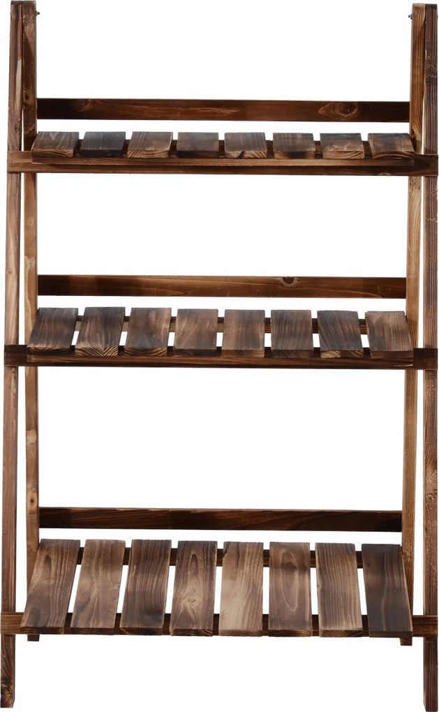 Outsunny Stojak na Kwiaty Drewniany Regał Kwietnik Wypalany Design do Ogrodu Balkonu 60x37x93cm | Aosom PL