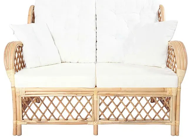 2-osobowa sofa rattanowa z lnianą tapicerką G5-D03