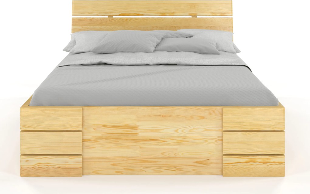 Łóżko sosnowe Visby Sandemo High Drawers