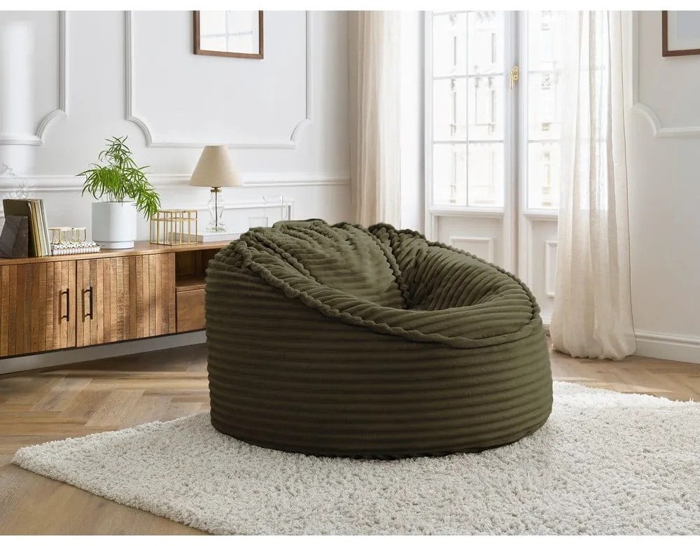 Zielony sztruksowy worek do siedzenia Socrate – Bobochic Paris