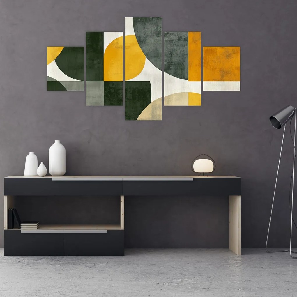 Obraz - Abstrakcja w oliwkowym kolorze (125x70 cm)