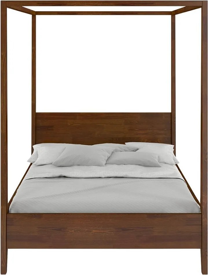 Łóżko bukowe Visby CANOPY z baldachimem, 140x200, orzech