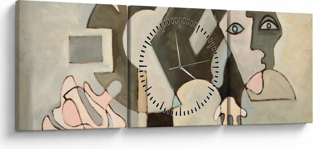 Obraz - Kubizm (z zegarem) (90x30 cm)