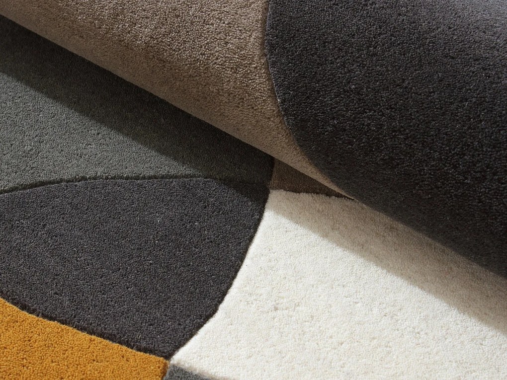 Dywan tuftowany 100% wełna wzory abstrakcyjne - 160 x 230 cm - Taupe i szary - 2400 g/m² - GUALINA