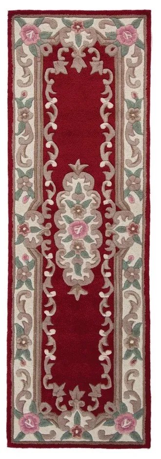 Czerwony wełniany dywan Flair Rugs Aubusson, 67x210 cm