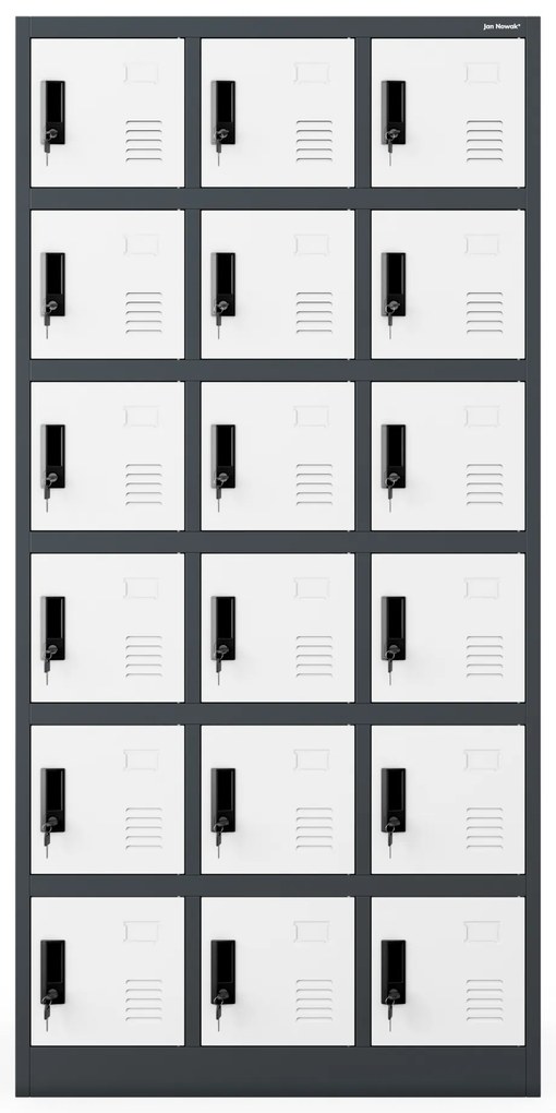 Skrytkowa szafa socjalna KAROL, 900 x 1850 x 400 mm, antracytowo-biała