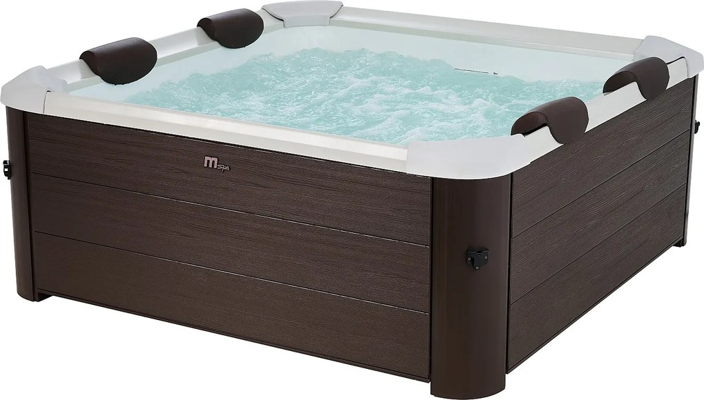 6-osobowe półsztywne brązowe spa z akcesoriami – 120 dysz – dł. 160 x szer. 160 x wys. 65 cm – MAKEMO
