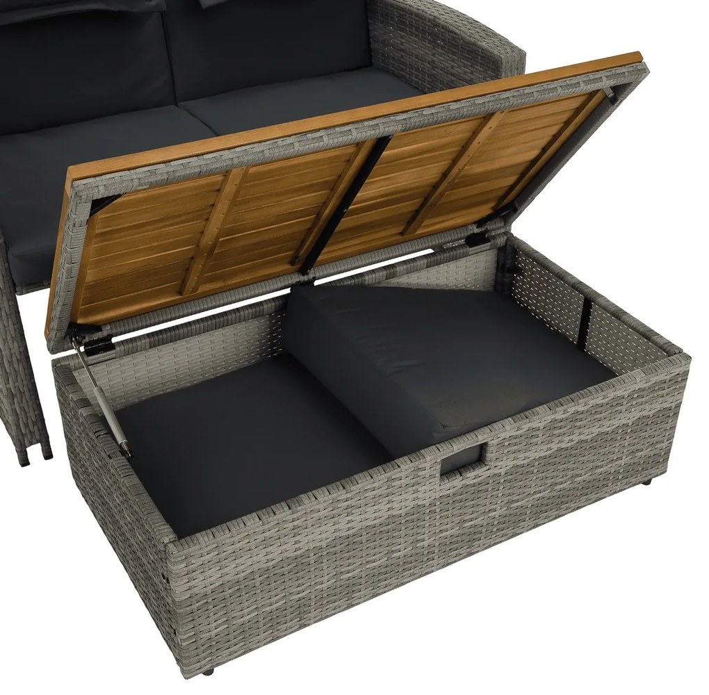 Sofa ogrodowa rattanowa MALORY, szary/naturalny