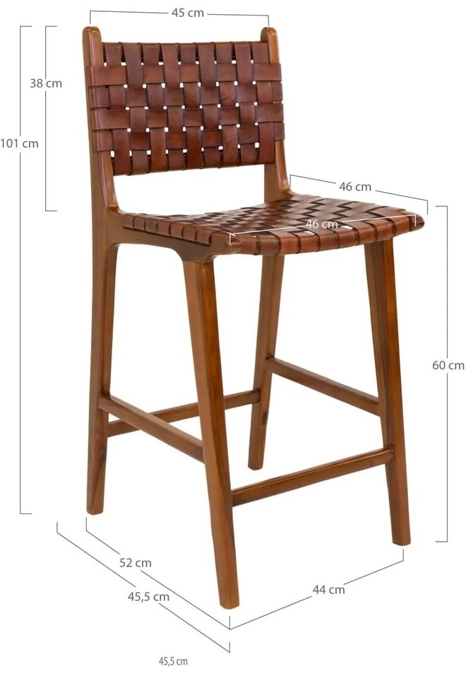 Brązowy hoker z drewna tekowego 101 cm Perugia – House Nordic
