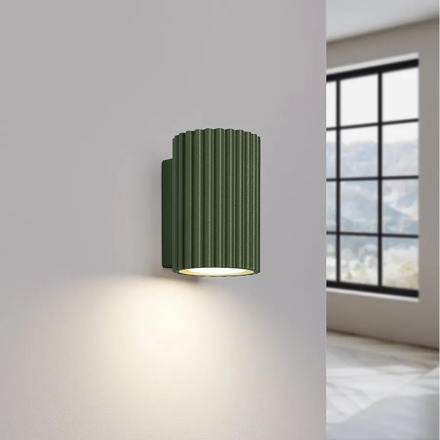 Lampa ścienna minimalistyczny Gloow, aluminium - 1 źródło światła 3000K - L.6.5 x H.10 cm - zielony oliwkowy