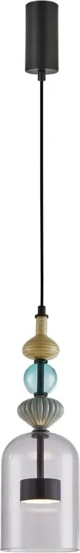 Czarna lampa wisząca ze szklanym kloszem - K396 M3-S51