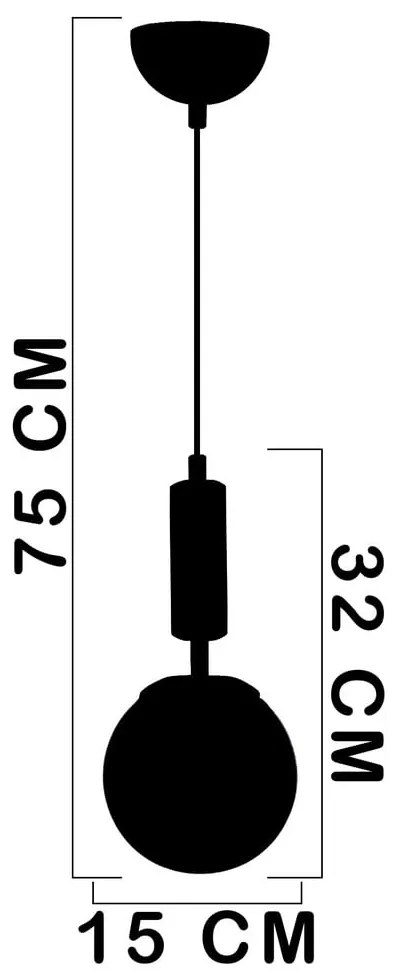 Biało-czarna lampa wisząca ze szklanym kloszem ø 15 cm Hector – Squid Lighting