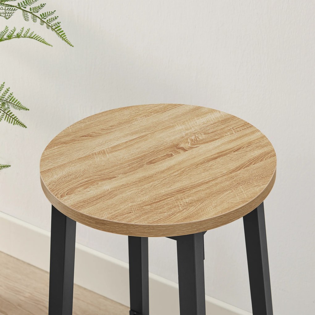 Taboret barowy, hoker - dąb sonoma / nogi czarne