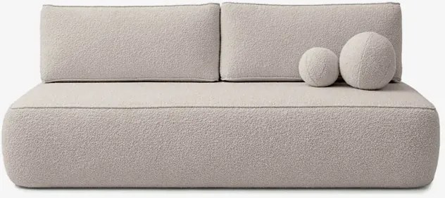 Sofa z Funkcją Spania ARVETO Kremowa Boucle Nowoczesna