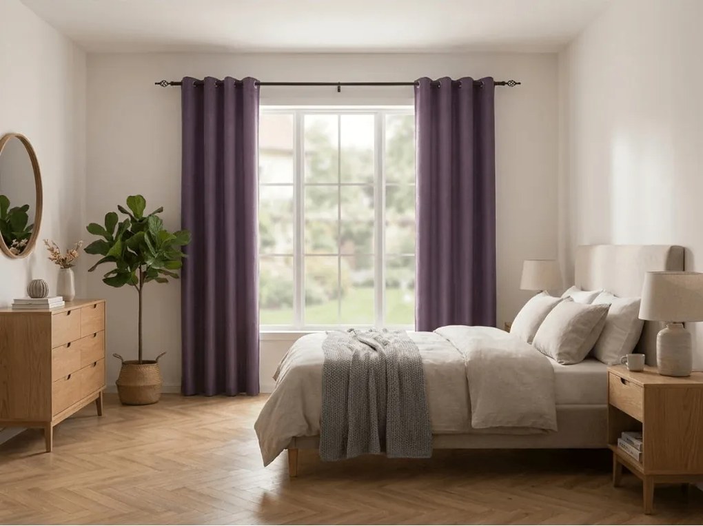 Zasłona zaciemniająca DUNES VELVET 140x250 cm, fioletowy Zawieszanie: Metalowe pierścienie