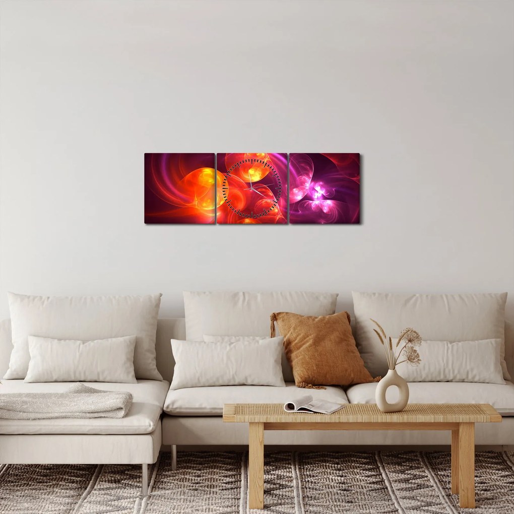 Obraz nowoczesnej abstrakcji (z zegarem) (90x30 cm)
