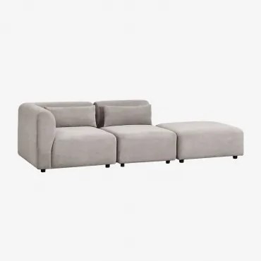 Sofa Modułowy Narożny 2-częściowy Z Pufem Fogler Sztruks Jasny Szary Taupe - Sklum
