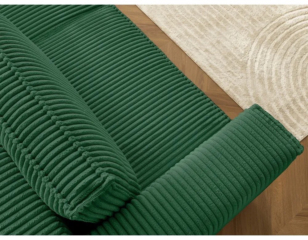 Zielona sztruksowa rozkładana/ze schowkiem sofa 244 cm Chelsea – Bobochic Paris