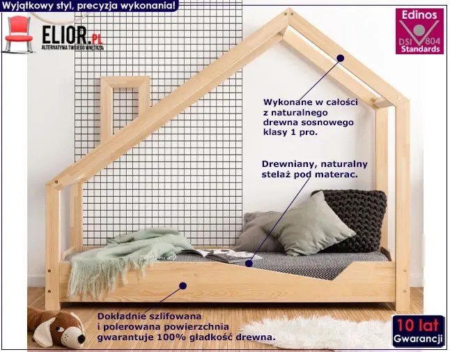 Drewniane łóżko dziecięce domek T2-D31