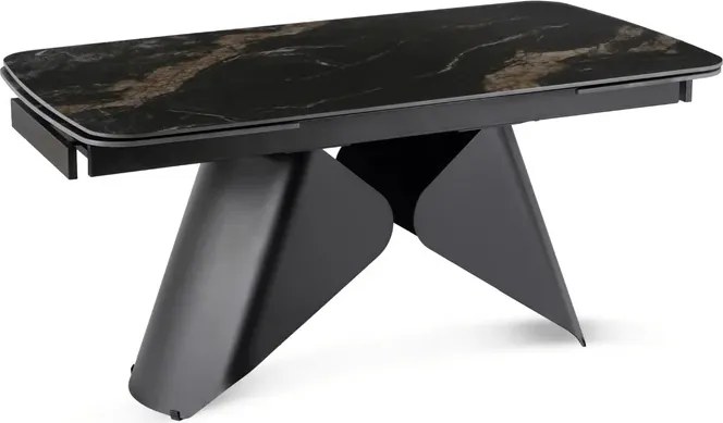 Stół Rozkładany Prostokątny VERONA 160-240 cm Ceramiczny Czarny Marmur/Czarny Loft