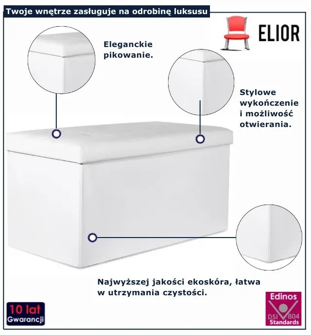 Biała otwierana pufa pikowana A0-T05
