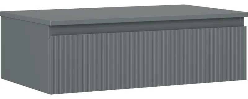 Mexen Rivel szafka łazienkowa podumywalkowa 80 cm z blatem, 1 szuflada, ryflowana , grafit mat - 91A20-08023-1-BFC66