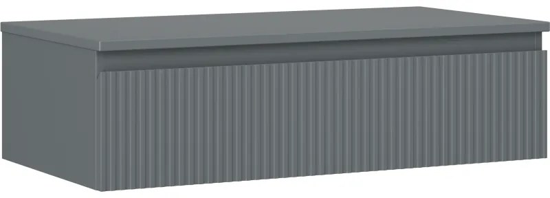 Mexen Rivel szafka łazienkowa podumywalkowa 90 cm z blatem, 1 szuflada, ryflowana , grafit mat - 91A20-09023-1-BFC66