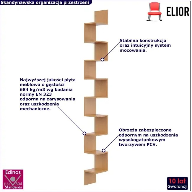 Minimalistyczna narożna półka ścienna w kolorze olchy - Flora 6X