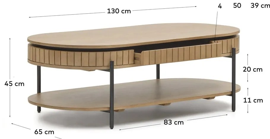 Stolik z drewna mango 130x65 cm Licia − Kave Home