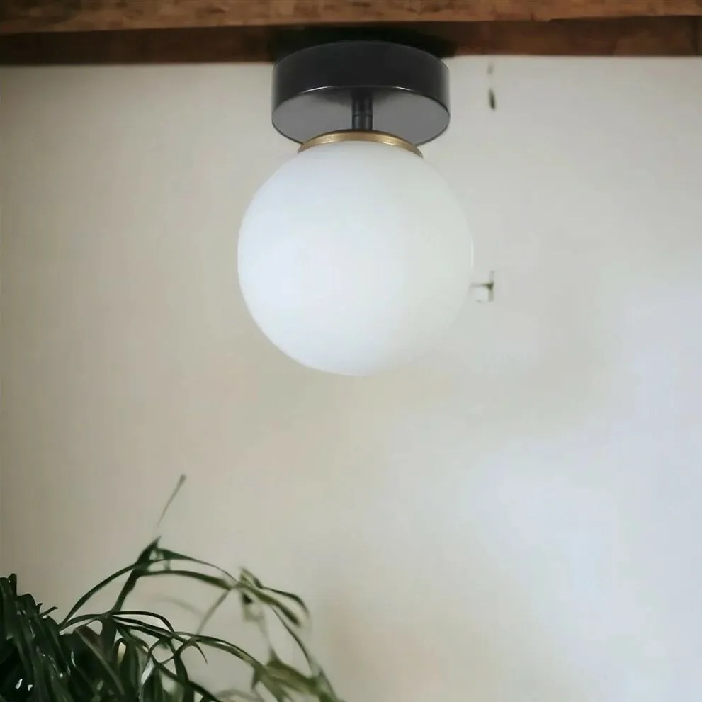 Lampa sufitowa Yeni Can Tekli Siyah Beyaz CamliAvize, czarna-biała