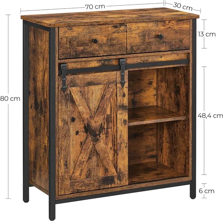 Loftowa komoda z przesuwnymi drzwiami rustykalny brąz C6-P85