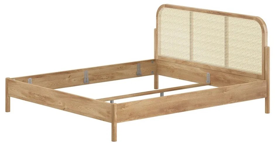 Łóżko dwuosobowe z litego drewna dębowego bez stelaża 180x200 cm w naturalnym kolorze Olive Rotan – Vipack
