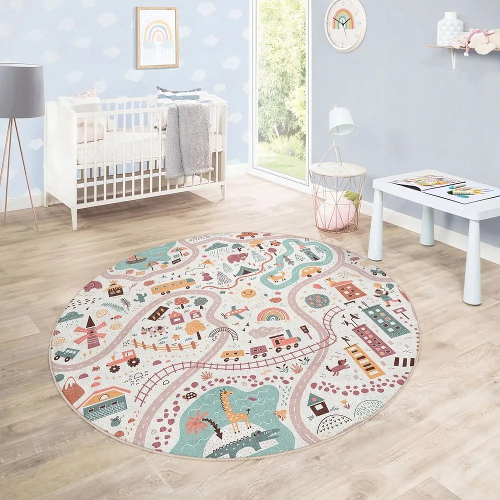 Dziecięcy dywan do zabawy odpowiedni do prania ø100 cm Furry World – Mila Home